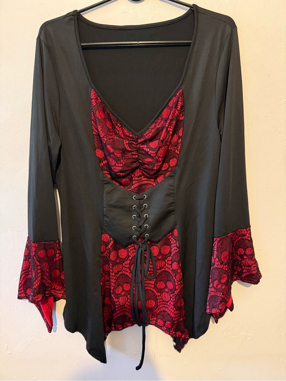 Black & Red Lace Gothic Corset Tunic top - Picture 4 of 11